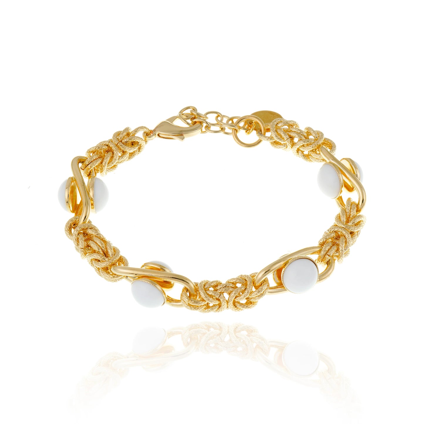 Brazalete Lisanza Ágata Blanca – Elegancia Artesanal Italiana en Oro 18K