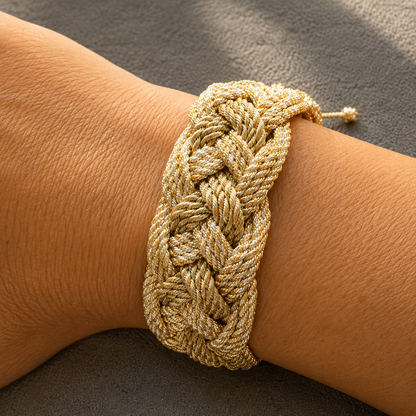 Pulsera Ifni Nº2 Gold Silver trenza bicolor en muñeca – Trovare Chile