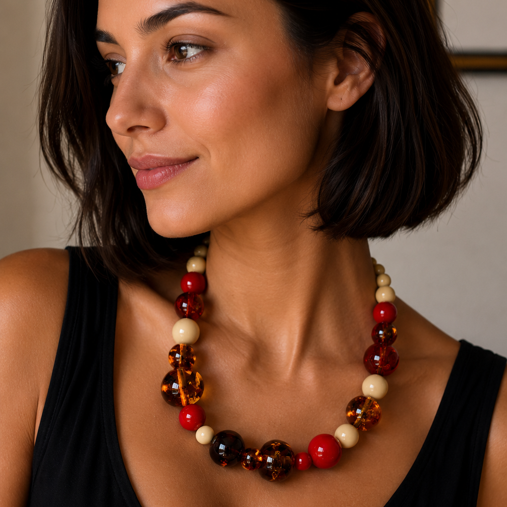 Collar Baco Unfilo Resina Ámbar Rojo