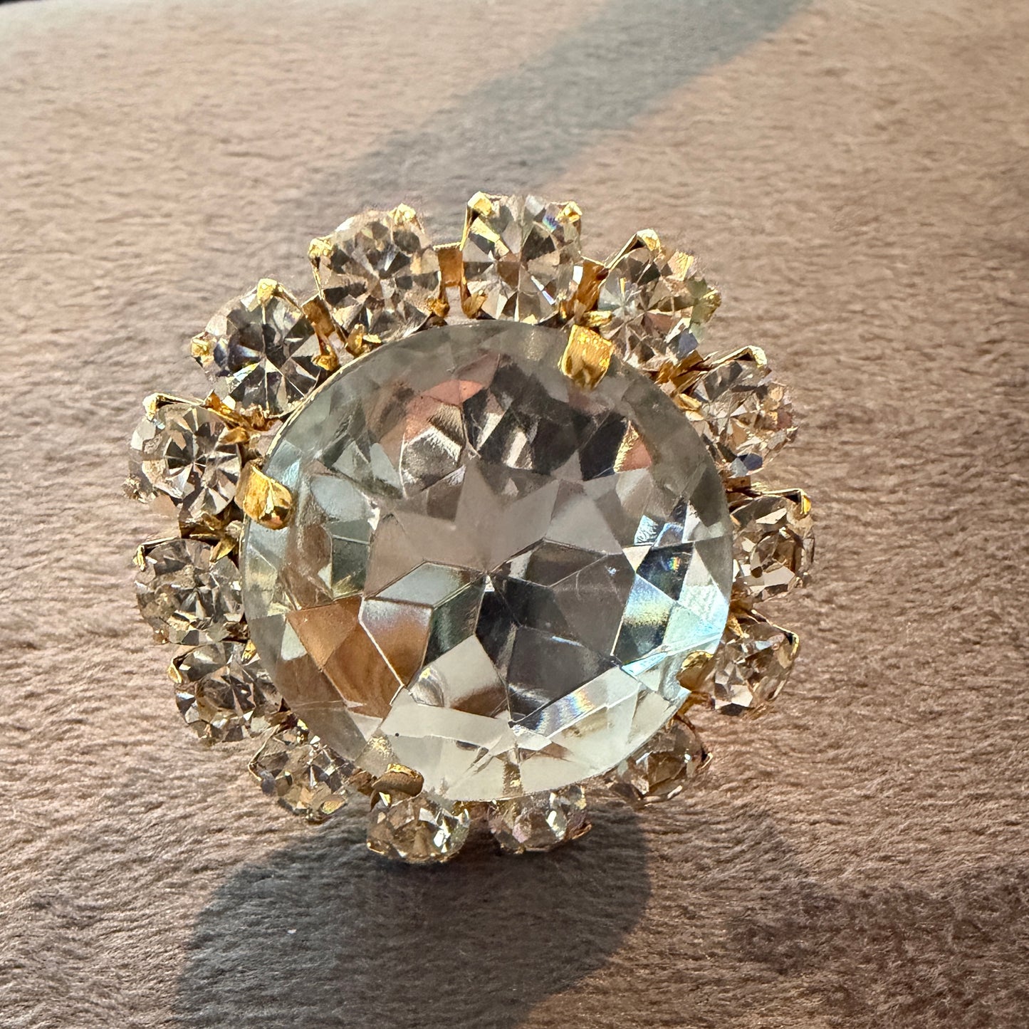 Anillo con Cristales Clear – Ajustable, Hecho a Mano en Italia