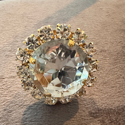 Anillo con Cristales Clear – Ajustable, Hecho a Mano en Italia
