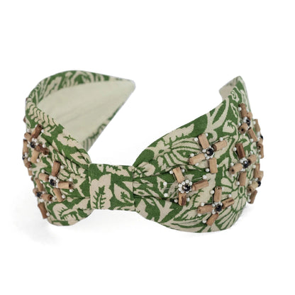 cintillo verde bordado a mano boho