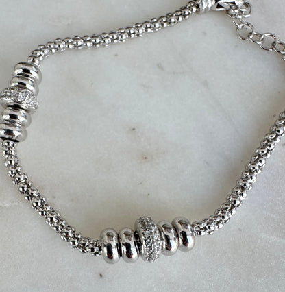 Bracciale Cilindri Lux – Twist en Plata 925 Plateada con Pavé de Zircones