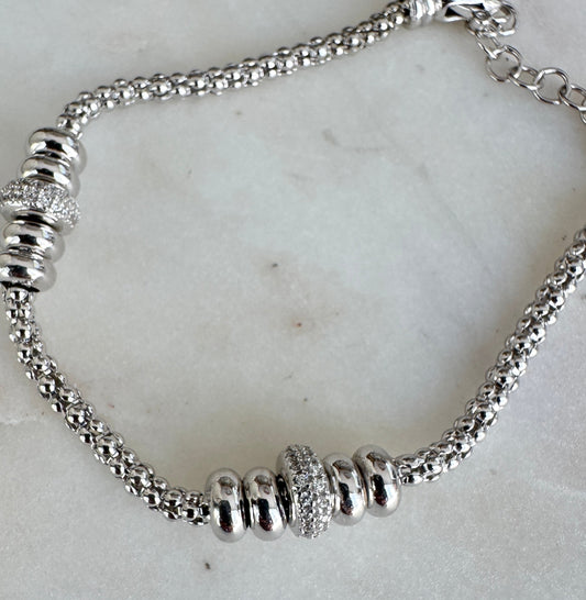 Bracciale Cilindri Lux – Twist en Plata 925 Plateada con Pavé de Zircones