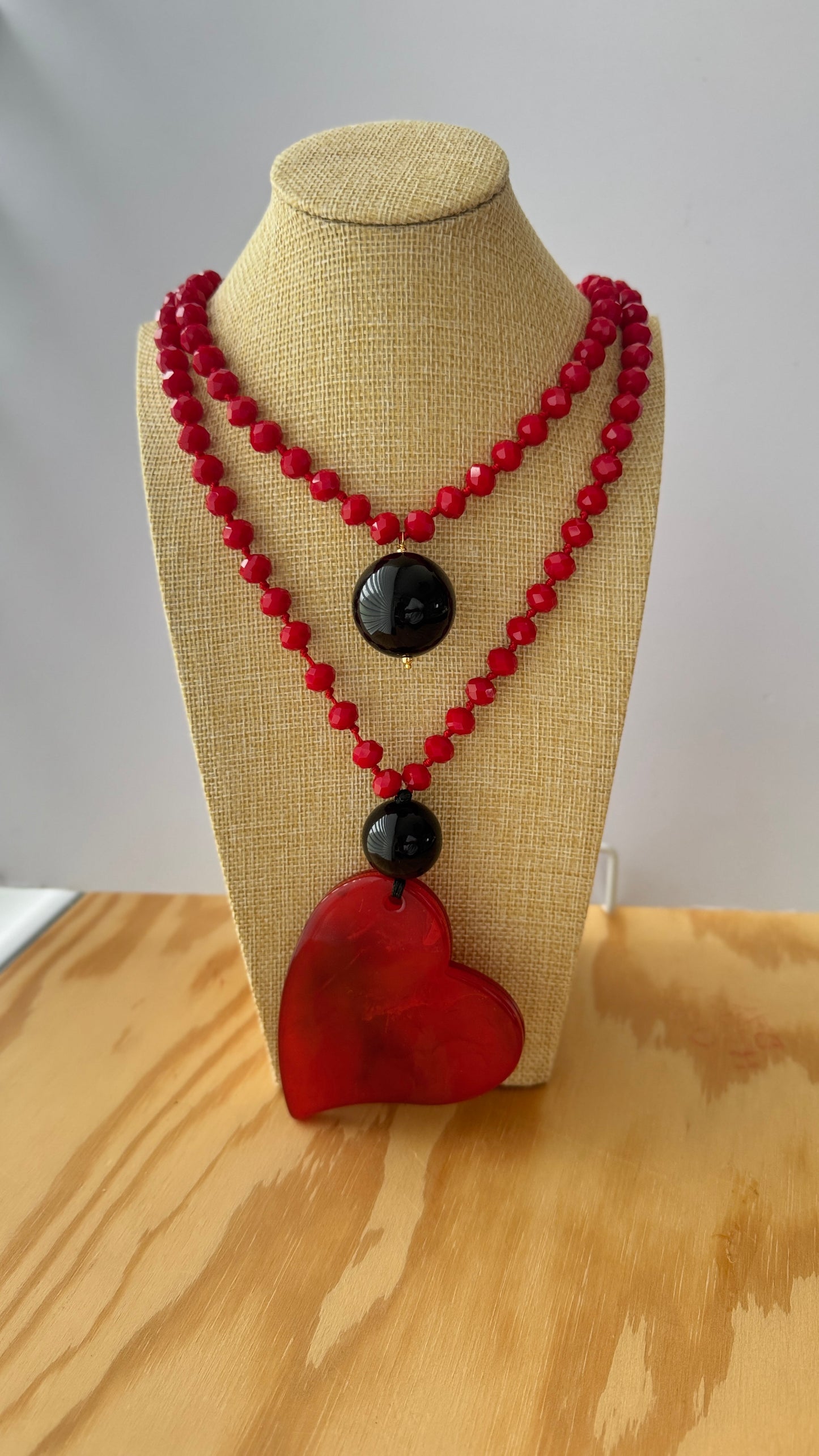 Collar Cuore Rojo Cristal y Resina - Hecho en Italia