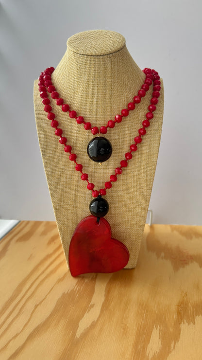 Collar Cuore Rojo Cristal y Resina - Hecho en Italia