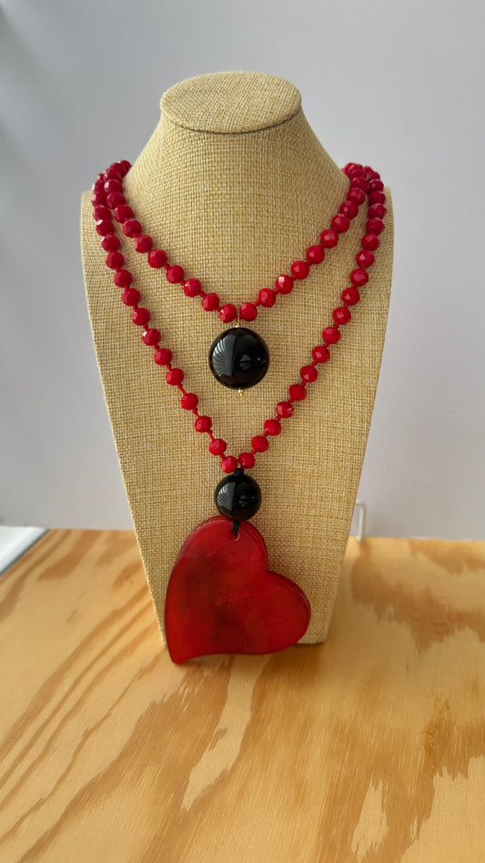 Collar Cuore Rojo Cristal y Resina - Hecho en Italia