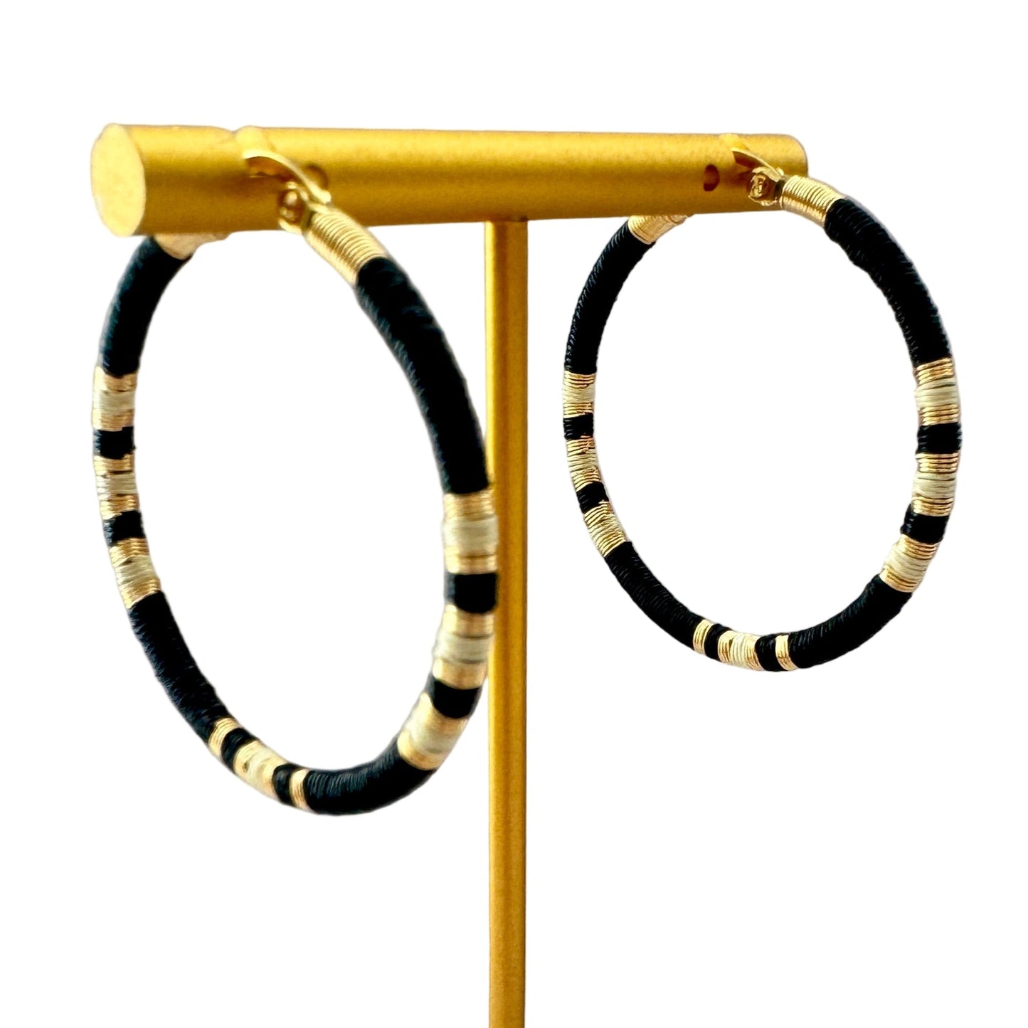 Aros Argollas Black Night - fibra natural