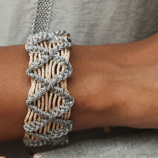 Pulsera Dama Nº2 Peach Silver Grey – vista 2 – Trovare Chile