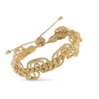 Pulsera Isina color Gold, sfifa calada en ondas con hilos dorados, hecha a mano en Marruecos