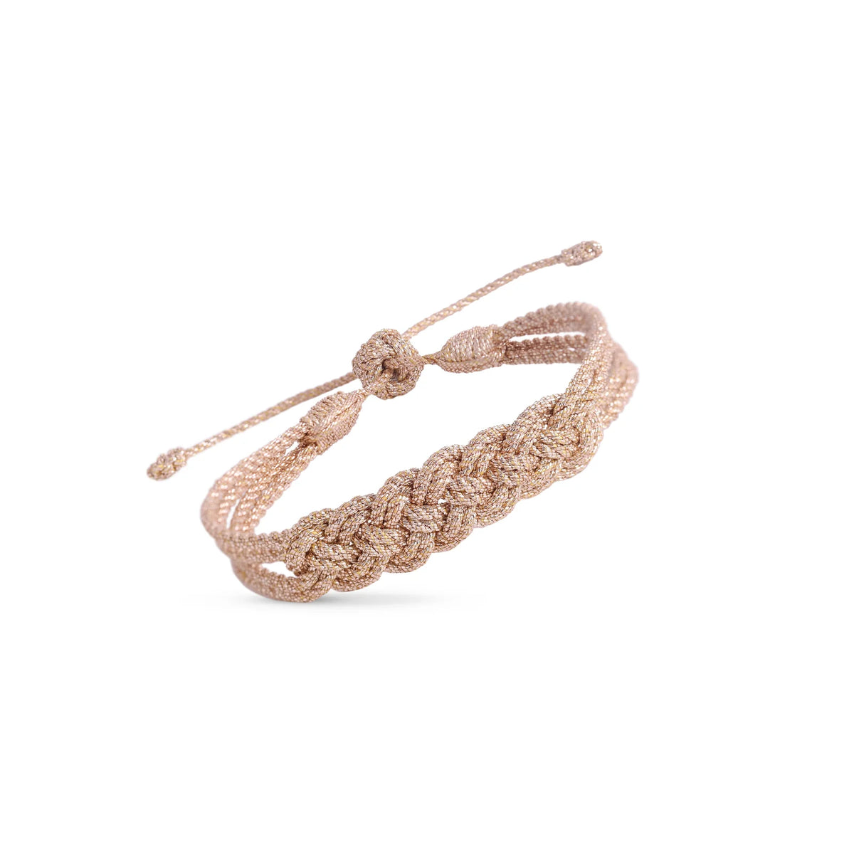 Pulsera Lace color Oro rosa, nudo maxi en tono rosado, hecha a mano en Marruecos