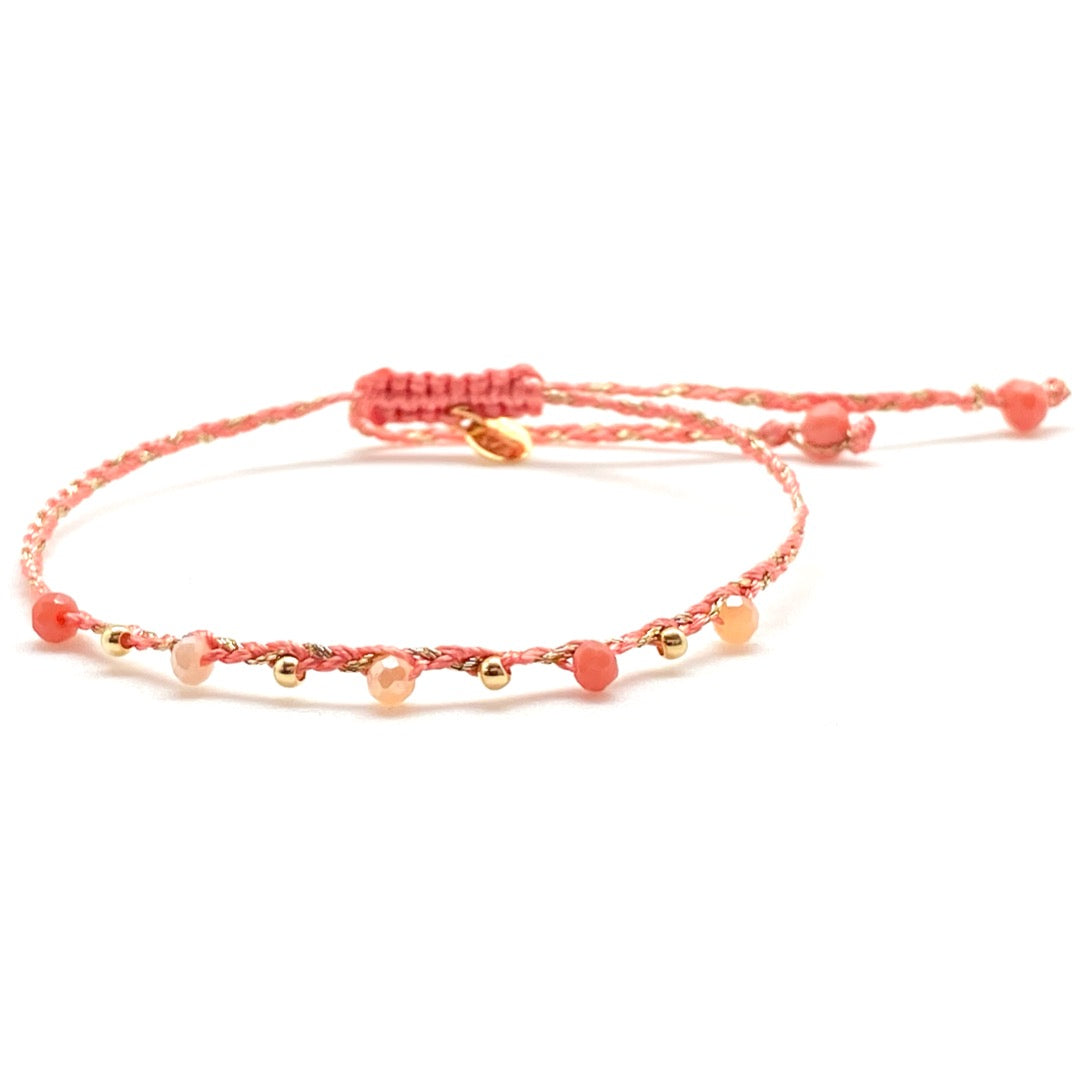 Pulsera Miyuki Knot Creamy Peach – Hecha a mano, baño de oro, cristal