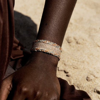 Pulsera Nalea Peach Silver – Tejido Marroquí