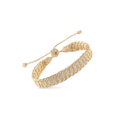 Pulsera Nerry color Gold, sfifa de hilos dorados tejida a mano en Marruecos