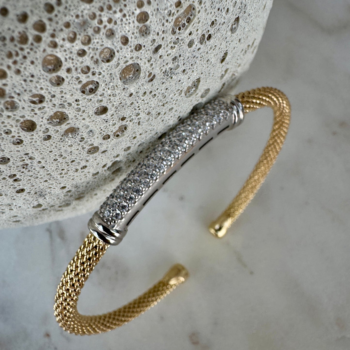 Pulsera de lujo plata 925 baño de oro y circones hecha en Italia 