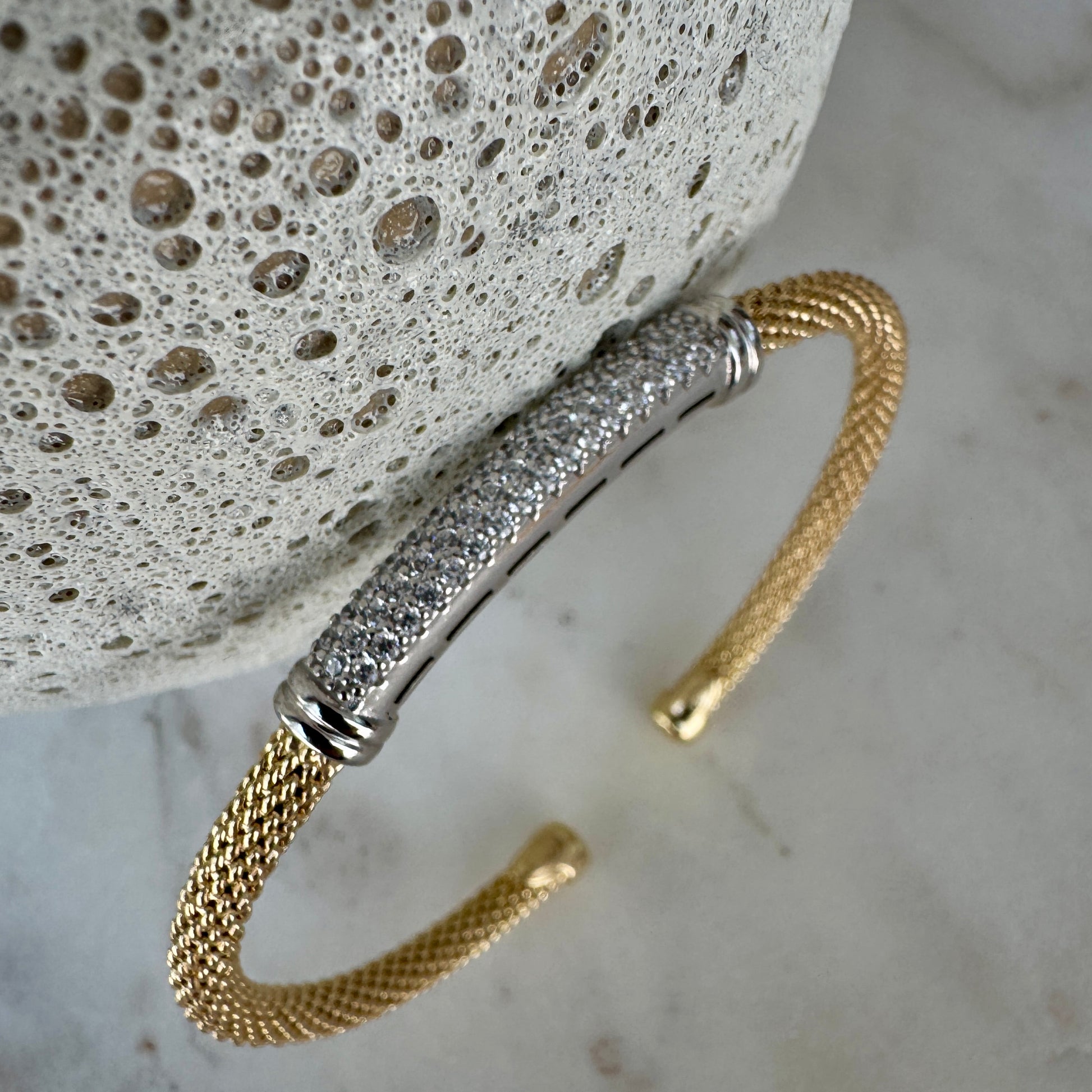 Pulsera de lujo plata 925 baño de oro y circones hecha en Italia 