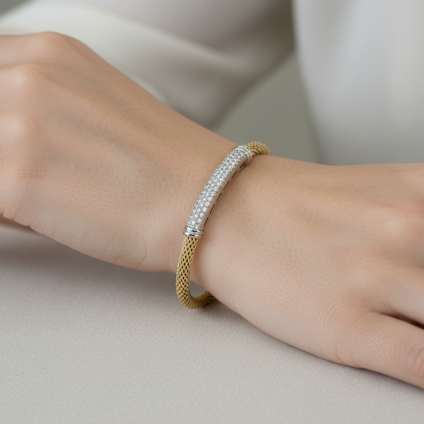 Bracciale Tubogas Minimal – Twist | Marcello Pane Italia | Plata 925 y Oro Vermeil