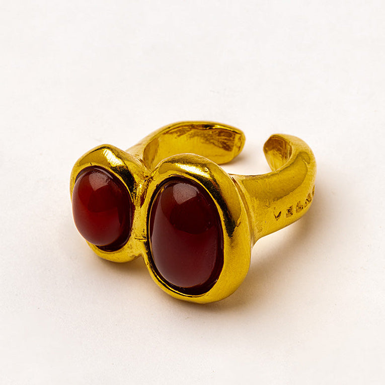 anillo baño oro piedra ajustable