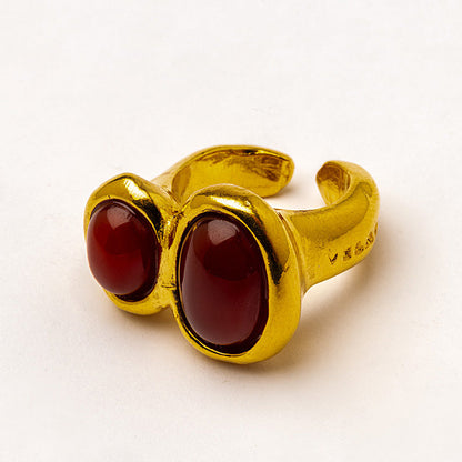 anillo baño oro piedra ajustable