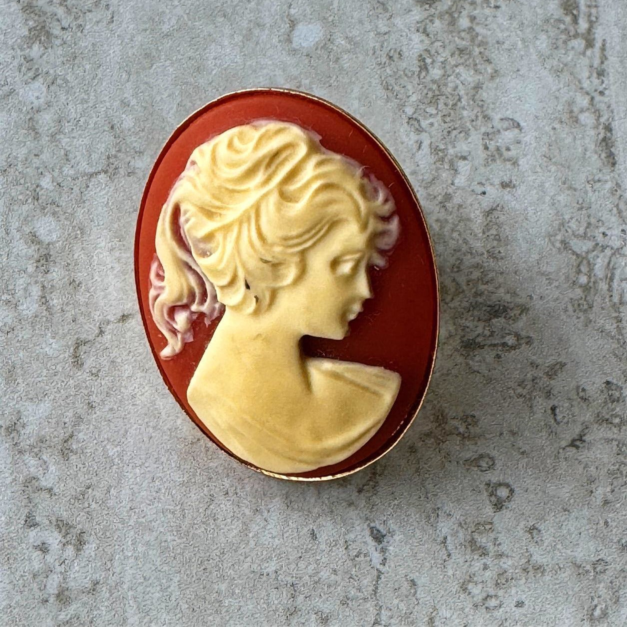 Anillo Cameo Rosso Grande - Resina - Hecho en Italia