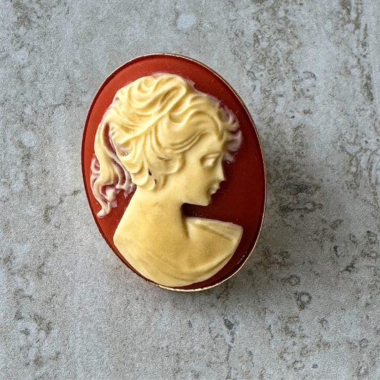 Anillo Cameo Rosso Grande - Resina - Hecho en Italia