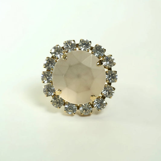 Anillo blanco con cristales ajustable hecho en Italia – Trovare Chile