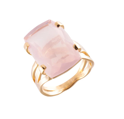 Anillo Vermeil Transparenza con Rose Quartz en oro 18K sobre plata 925, joya elegante para mujer