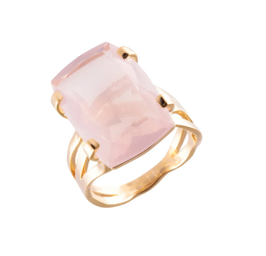 Anillo Vermeil Transparenza con Rose Quartz en oro 18K sobre plata 925, joya elegante para mujer