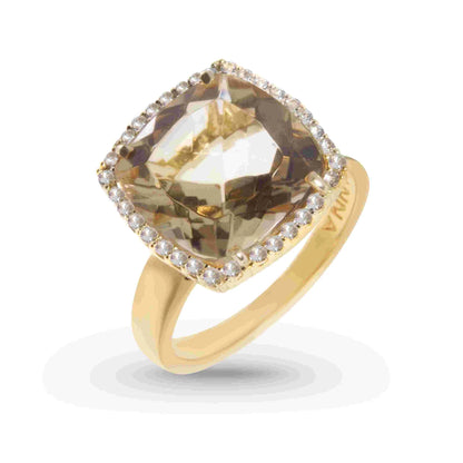 nillo Deux con Smoky Quartz en vermeil oro 18K y rodio sobre plata 925