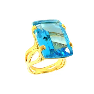 Anillo Vermeil Transparenza con Blue Topaz | Oro 18k sobre Plata 925