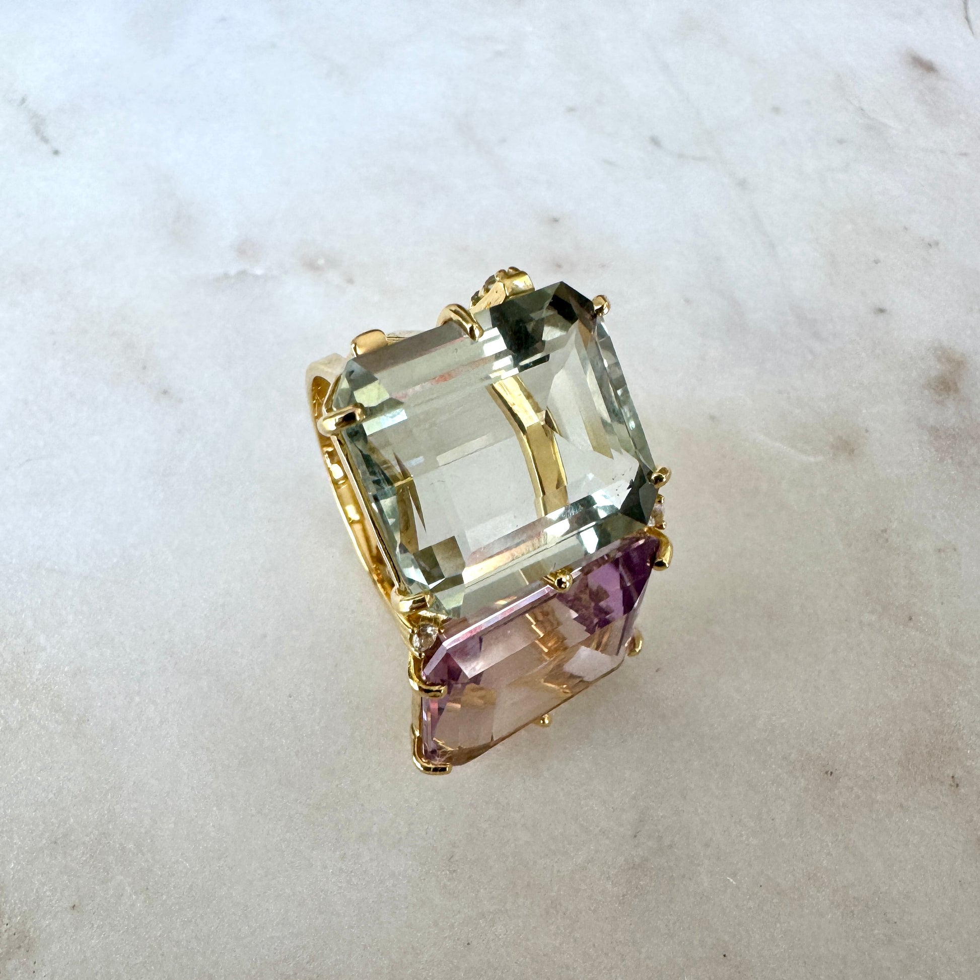 anillo baño de oro amatista