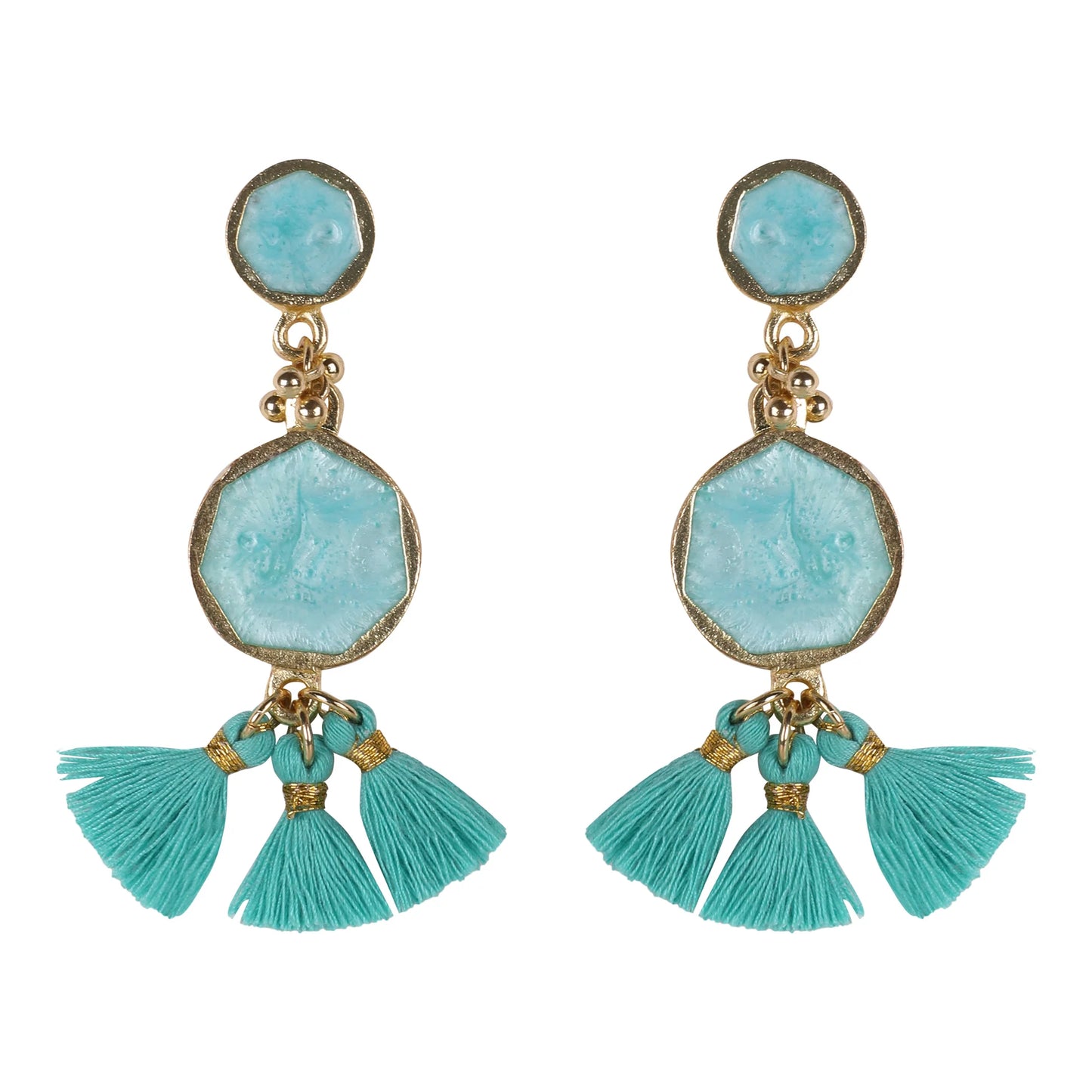 Aros artesanales Fulj Enamel dorados con esmalte, joyería semi lujo hecha a mano