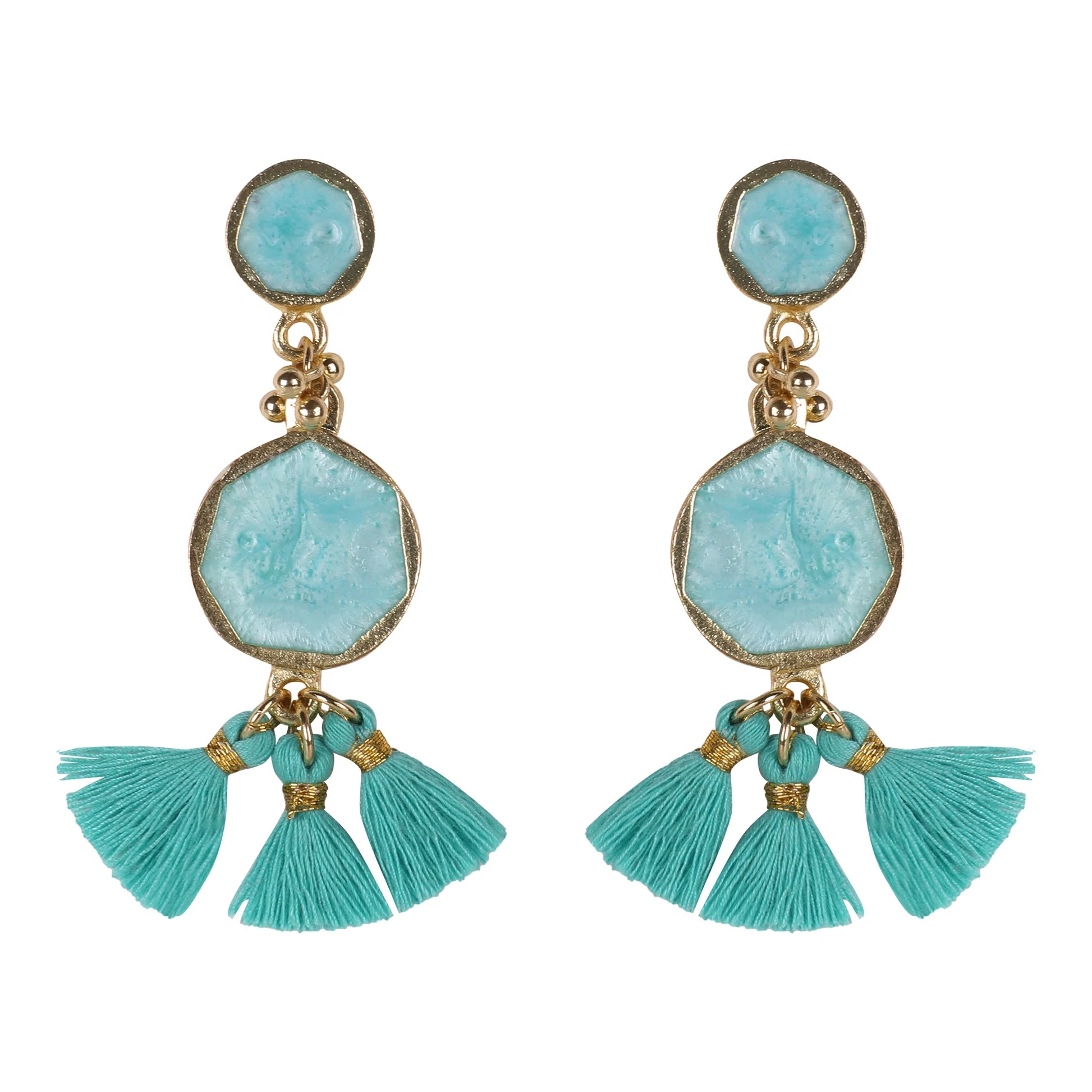 Aros artesanales Fulj Enamel dorados con esmalte, joyería semi lujo hecha a mano