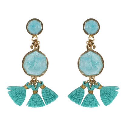 Aros artesanales Fulj Enamel dorados con esmalte, joyería semi lujo hecha a mano