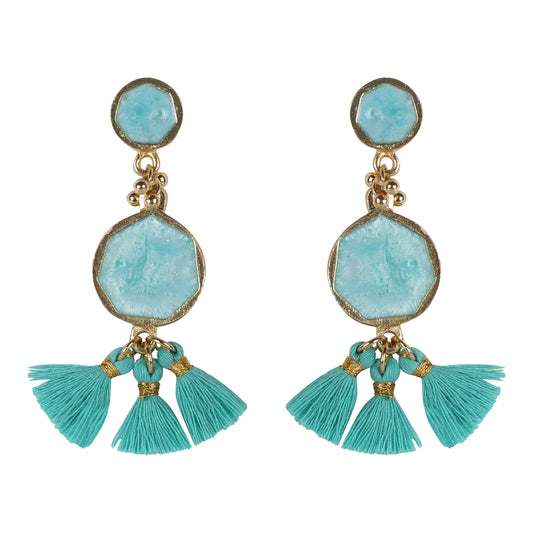 Aros artesanales Fulj Enamel dorados con esmalte, joyería semi lujo hecha a mano