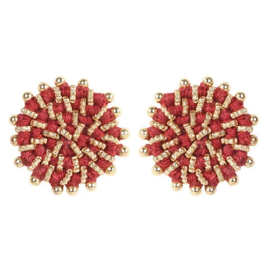 Aros Jalebi de lujo artesanal con detalles de espejo, hechos a mano, joyería semi lujo circular