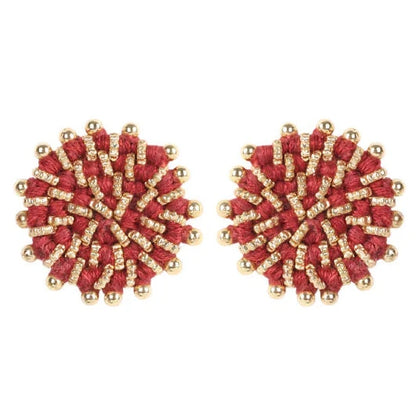 Aros Jalebi de lujo artesanal con detalles de espejo, hechos a mano, joyería semi lujo circular