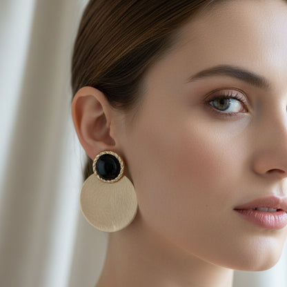 Aros Laura Verde Baño de Oro 18K y Resina Verde