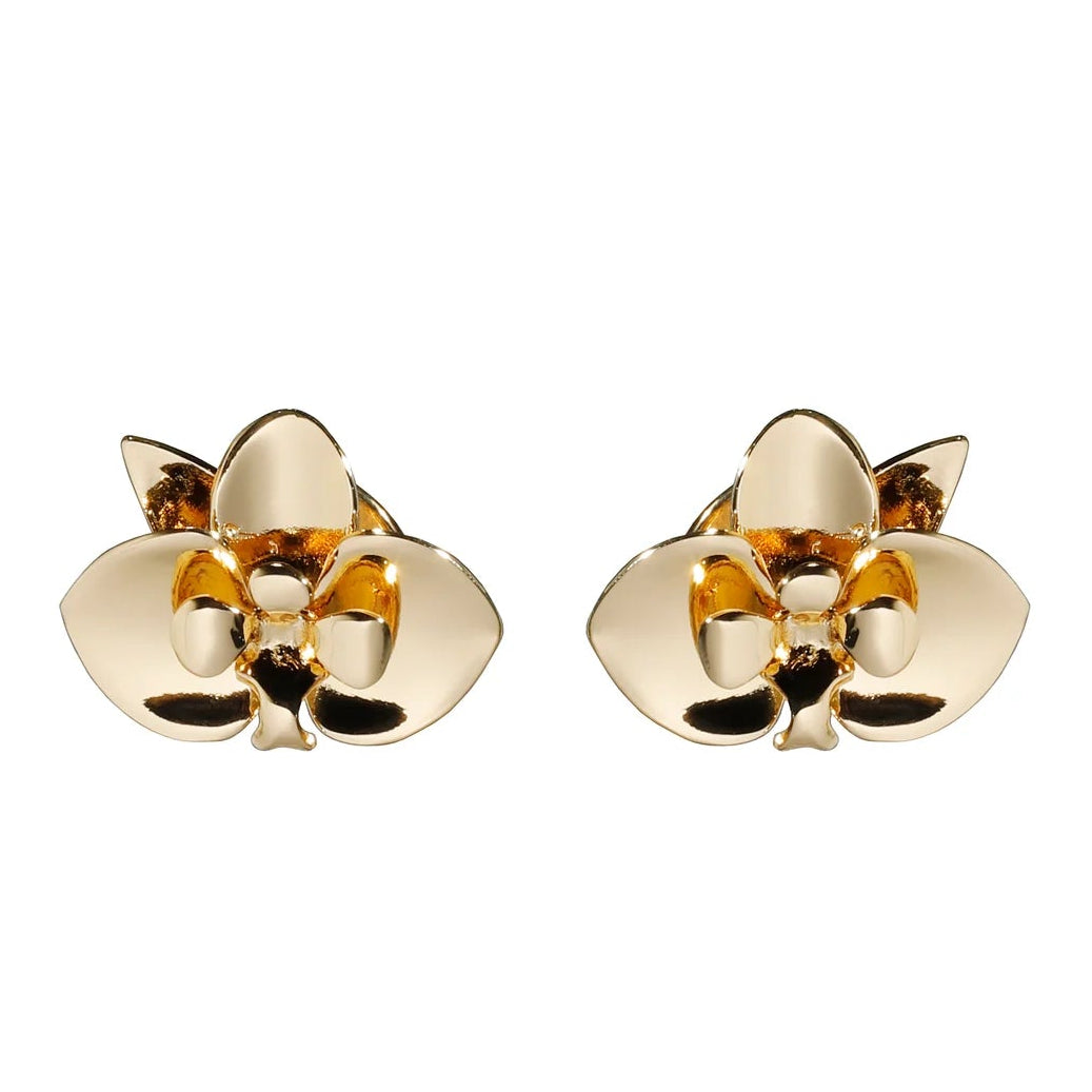 Aros Orquídea XS dorados en oro 18k (4 micras) – Anna Prata | Trovare Chile