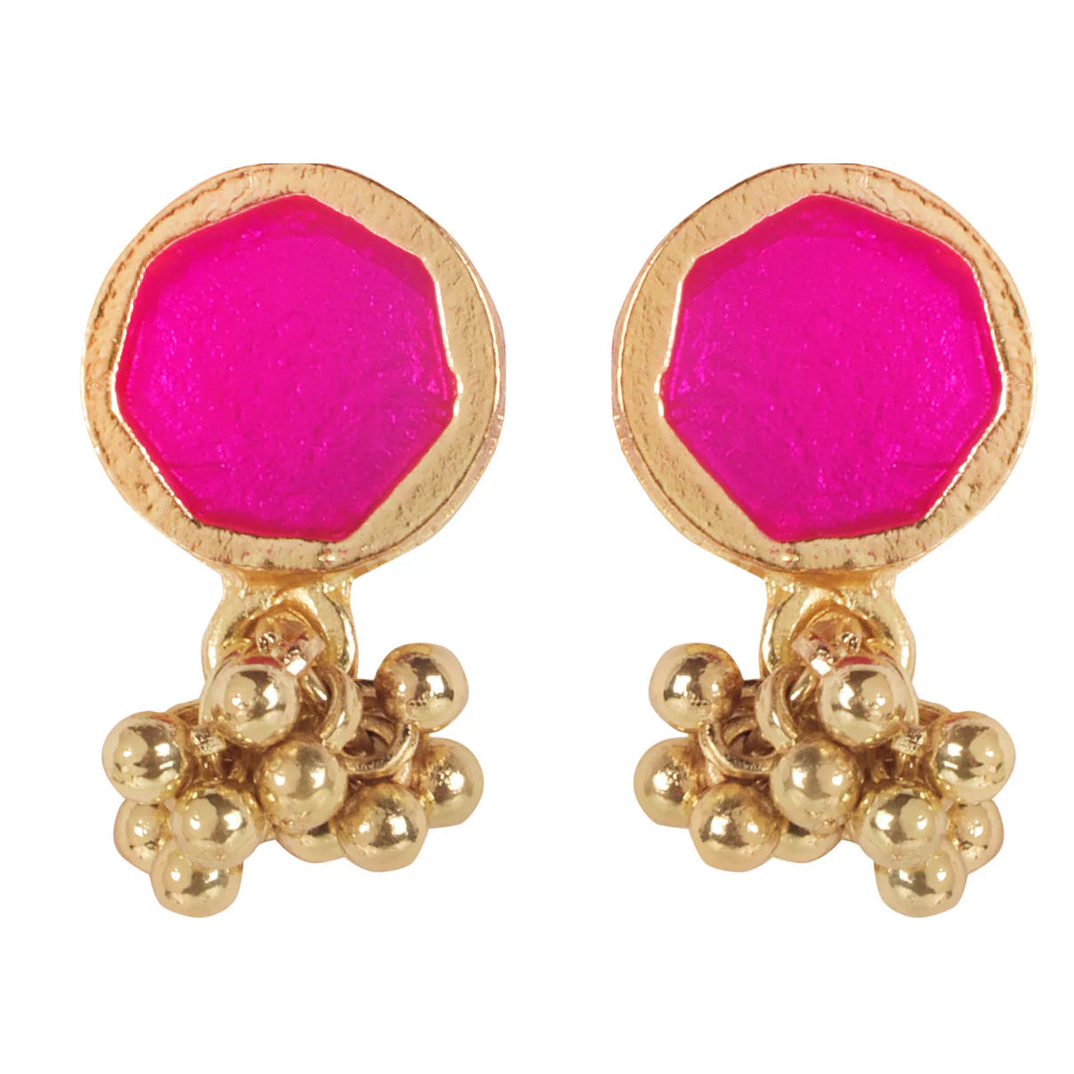 Aros Sahar stud artesanales pequeños, joyería semi lujo hecha a mano
