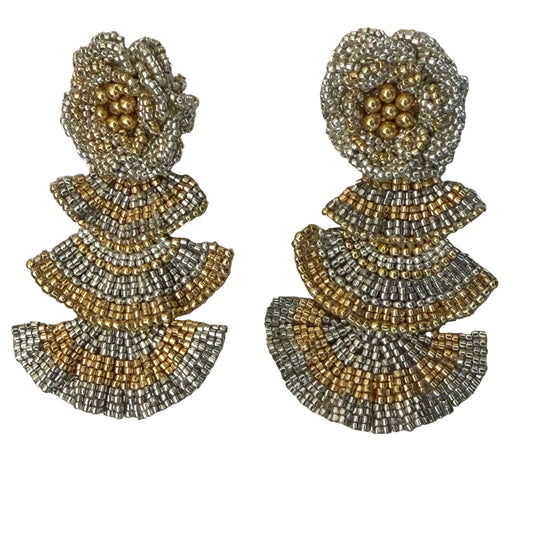 aros artesanal miyuki plateado dorado