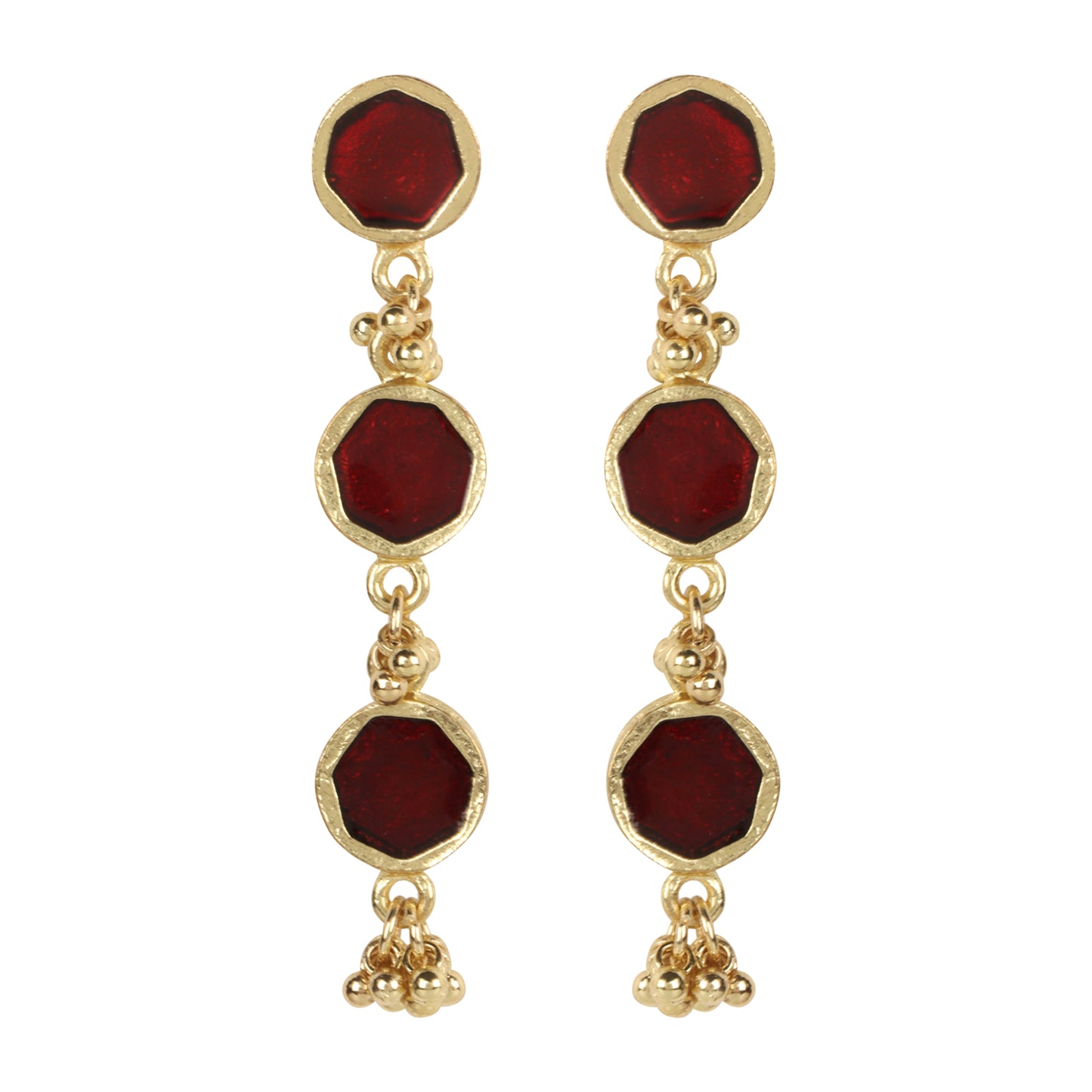 aros largos rojos hechos en india artesanales