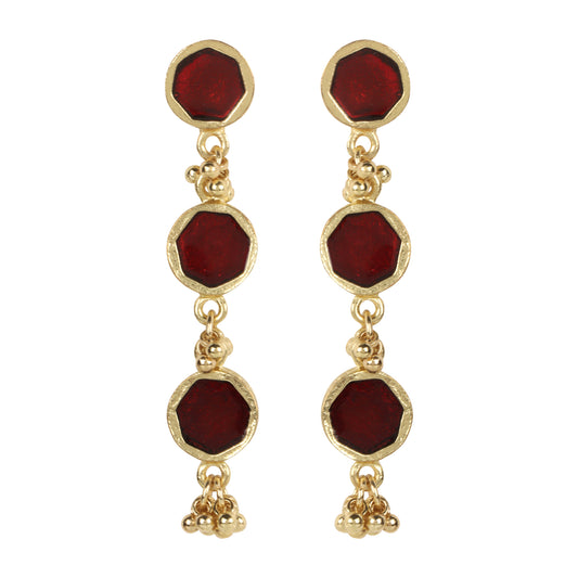 aros largos rojos hechos en india artesanales