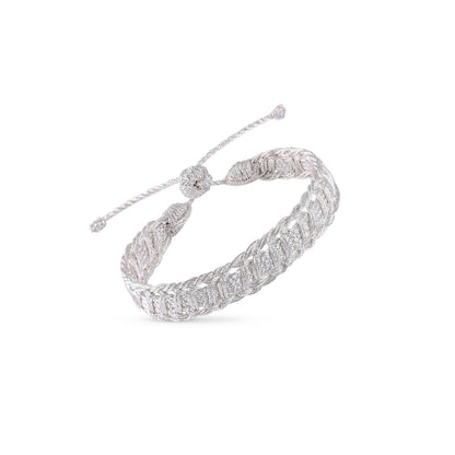 Pulsera Ayla color Silver, sfifa de hilos plateados tejida a mano en Marruecos