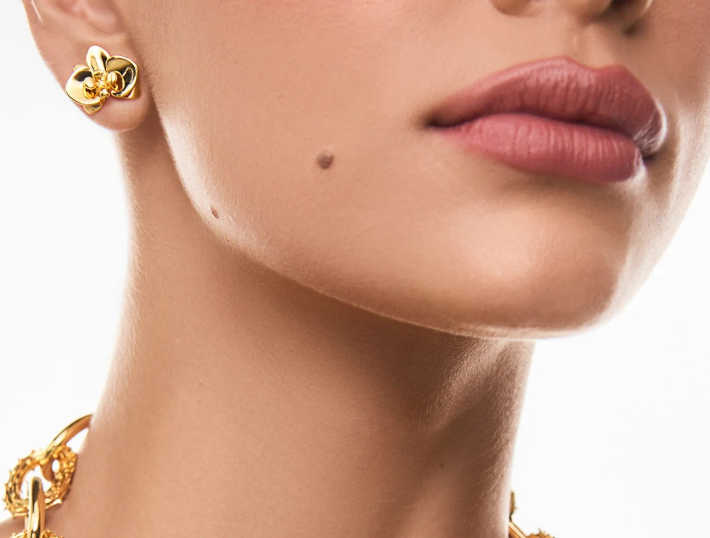 Modelo usando collar Cacto Chain bañado en oro 18k – Anna Prata Chile

