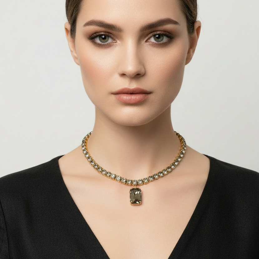 Collar Valentina – Zirconias y Cristal Bañado en Oro 18K | Hecho en Italia