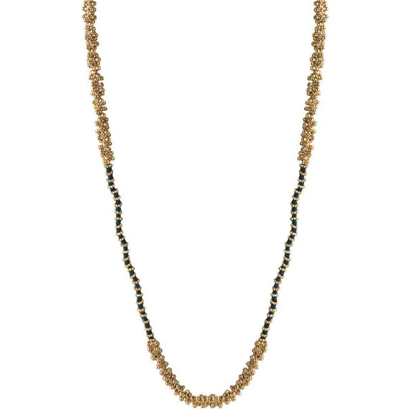 collar largo negro dorado