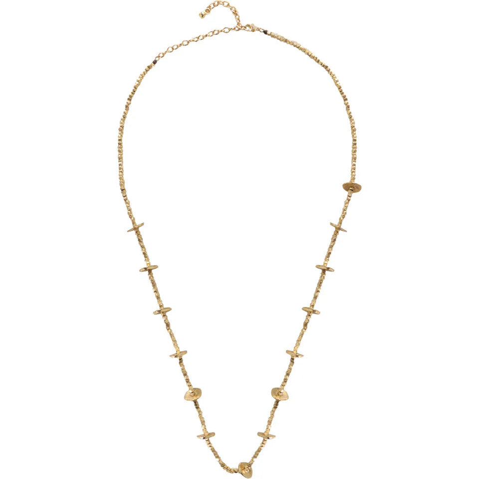 Collar Ameeba artesanal dorado con detalles en espejo, joyería semi lujo hecha a mano