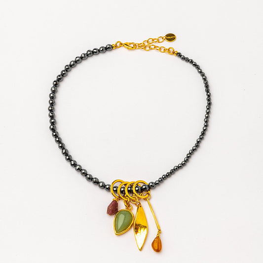 Collar Corto Gemas Naturales 24k