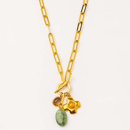 Collar Largo Gemstones Baño de Oro 24k